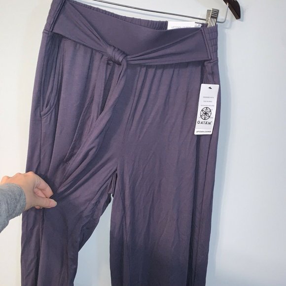 Gaiam Womens Light Navy Jersey Knit Wide Leg PARK TIE Pant Trousers M NWT - Picture 7 of 11